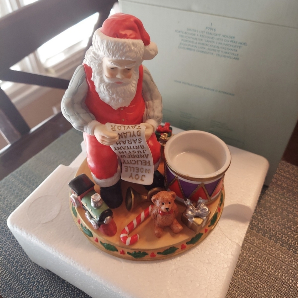 Vintage PartyLite SANTA'S LIST TEALIGHT HOLDER - IN BOX LIKE NEW!